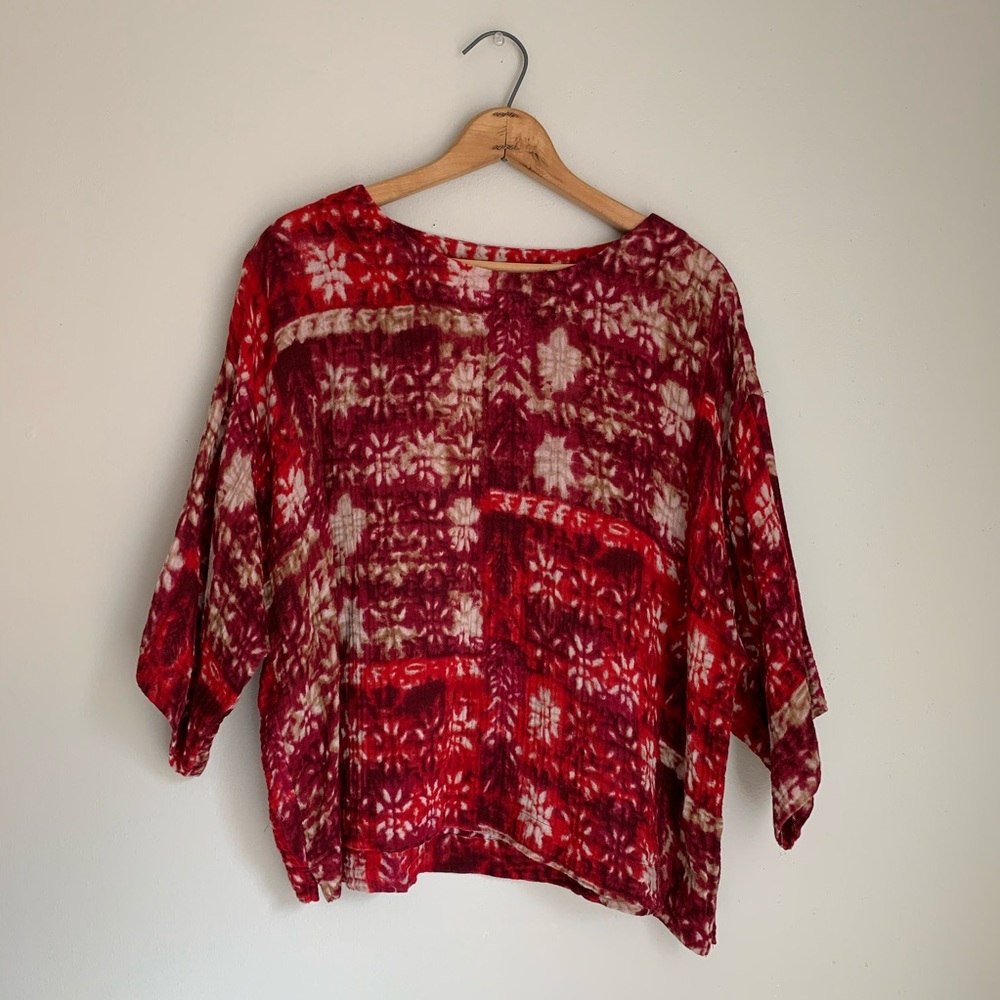 Red and tan cotton top
